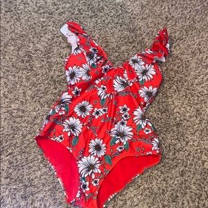 Beautiful floral one piece bathing suit worn once